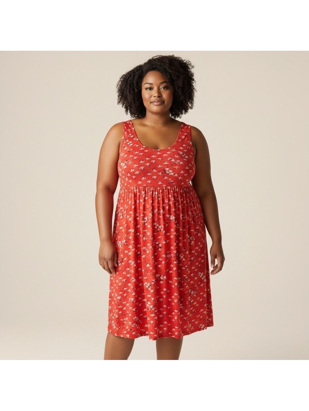 Croft & Barrow Dress Women 2XL Red Floral Sheath Midi Sleeveless Rayon Casual